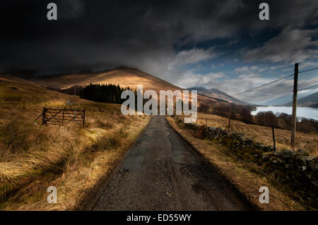 Stürmische Zeiten in Glen Torridon in den Highlands von Schottland. Stockfoto