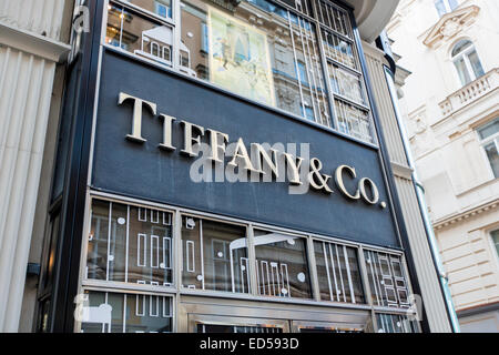 Detail von Tiffany co. Shop in Wien, Österreich. Stockfoto