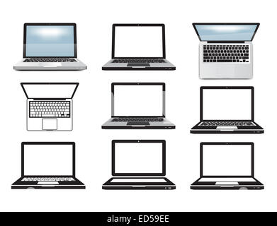 Laptop-Computer. Reihe von Icons, Symbole Stockfoto