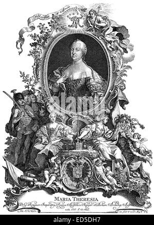 Maria Theresa von Österreich, 1717-1780, Erzherzogin von Österreich und Königin von Ungarn, Kroatien und Böhmen, Maria Theresia von Öste Stockfoto