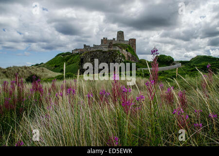 Bamburgh Castle an der Küste von Northumberland. Stockfoto