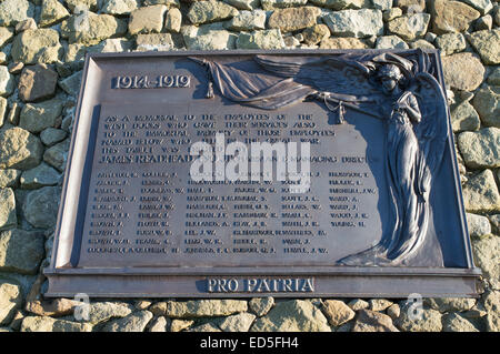 James Redhead Erster Weltkrieg Memorial Plaque, South Shields, Nord-Ost England UK Stockfoto