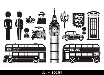 England, London, UK-Reihe von icons Stockfoto