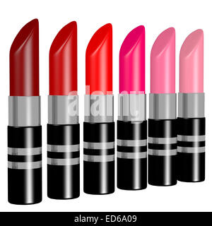 3D Render Schattierungen von roten Lippenstift Stockfoto