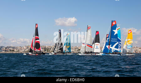 ISTANBUL Türkei 13. September 2014 Extreme 40 Segelboote konkurrieren Extreme Sailing Series. Stockfoto