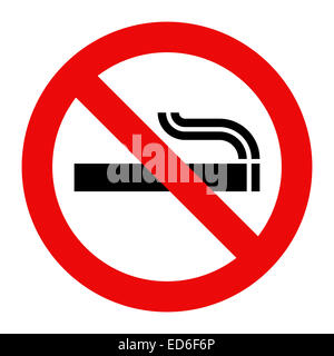 Keine Spur von Rauchen. Verbotene Symbol isoliert auf weißem Hintergrund Stockfoto