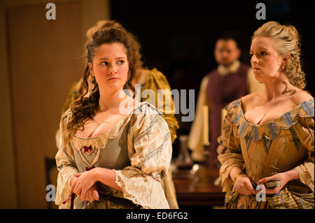 Aberystwyth University Theatre studies Studenten, die Durchführung William Wycherleys Restaurierung Comedy "The Country Wife", UK, Stockfoto