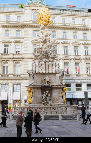 Die Pestsäule (Englisch: Pestsäule) befindet sich am Graben, Wien, Österreich Stockfoto