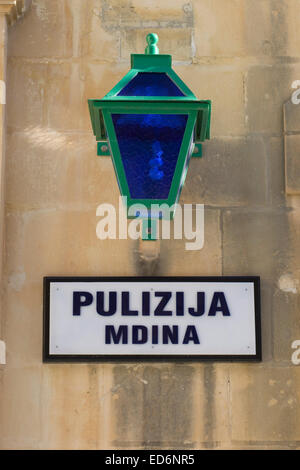 Polizeistation in der Stadt Mdina Malta "Die Stille Stadt" Stockfoto