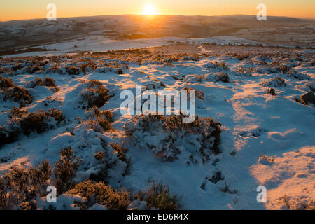 Winter auf dem Gipfel des Stiperstones National Nature Reserve, Shropshire, England, UK - 29. Dezember 2014 Stockfoto