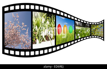 Filmstreifen mit Frühlingsmotive (isoliert) Stockfoto