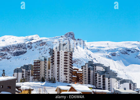 Ansicht von Tignes Val Claret Stockfoto