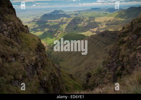 Blick über Royal Natal National Park von Sentinel Peak, Drakensberge, Südafrika Stockfoto