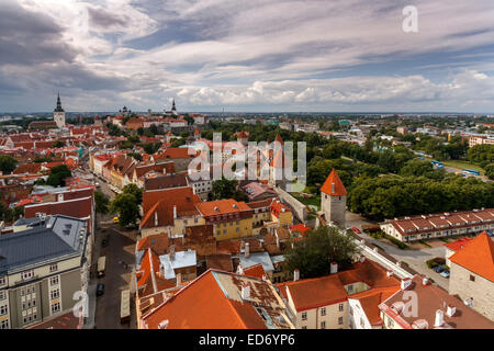 Blick vom Turm der St. Olafs Kirche, auch St. Olavs Kirche, im historischen Zentrum, Vanalinn, Tallinn, Harjumaa Stockfoto