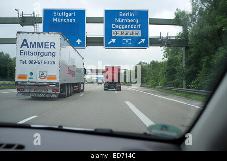 A9 (Autobahn) Richtung Norden in Richtung München. Stockfoto