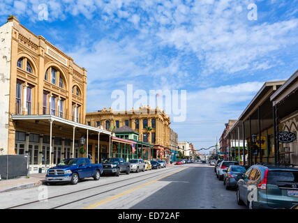 Den Strang in der historischen alten Innenstadt von Galveston, Texas, USA Stockfoto