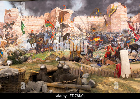 Historische Szene Nachkriegsmalerei Weltkriegs türkische Verteidigung Schlacht von Gallipoli Ausstellung, Military Museum in Istanbul, Türkei Stockfoto