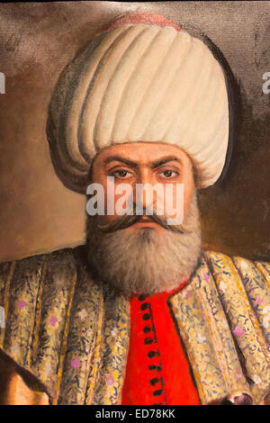 Porträtmalerei Sultan Osman Bey - Osman I oder Osman Gazi - Führer des Osmanischen Reiches zu Military Museum, Istanbul, Türkei Stockfoto