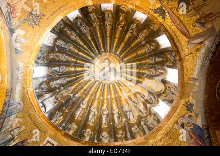 Kirche St Saviour in Chora, Kariye Museum St. Erlöser Mosaik unter freiem Himmel Jesus Christus und die Jünger, Istanbul, Türkei Stockfoto