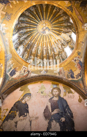 Kirche St Saviour in Chora, Kariye Museum St. Erlöser Mosaik unter freiem Himmel Jesus Christus und die Jünger, Istanbul, Türkei Stockfoto