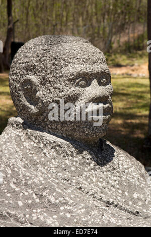 Mauritius, Le Morne, Heritage Trust, International Slave Route Denkmal Granitskulptur Kopf Stockfoto