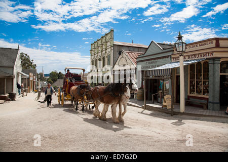 Sovereign Hill - ein lebendiges Museum präsentiert frühe Pionierlebens auf den viktorianischen Goldfields Ballarat Victoria Australien Stockfoto