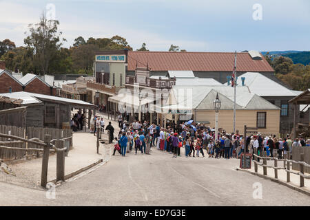 Sovereign Hill - ein lebendiges Museum präsentiert frühe Pionierlebens auf den viktorianischen Goldfields Ballarat Victoria Australien Stockfoto