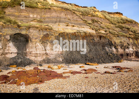 Klippen am Hengistbury Kopf Dorset UK Winter 2014 Stockfoto