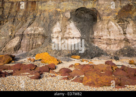 Klippen am Hengistbury Kopf Dorset UK Winter 2014 Stockfoto