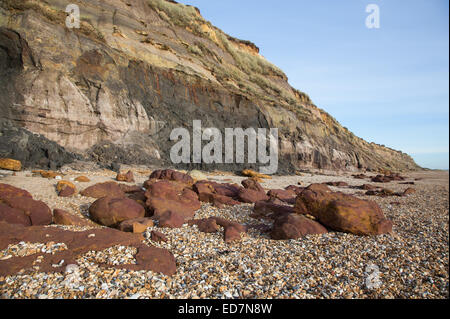 Klippen am Hengistbury Kopf Dorset UK Winter 2014 Stockfoto