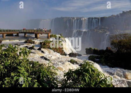 Iguazu-Wasserfälle, der Brasilien-Seitenansicht des Flusses Iguazu Stockfoto