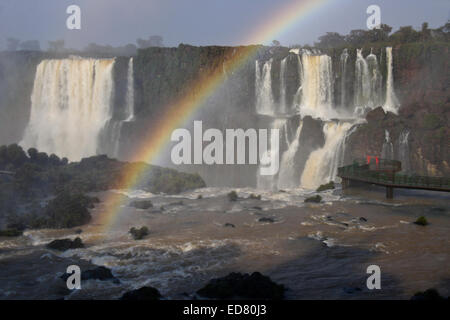 Iguazu-Wasserfälle, der Brasilien-Seitenansicht des Flusses Iguazu Stockfoto