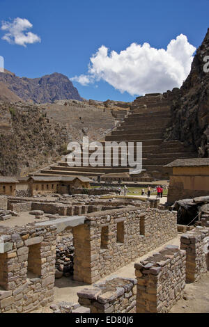 Inka-Ruinen von Ollantaytambo, Urubamba-Tal, Peru Stockfoto