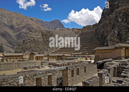 Inka-Ruinen von Ollantaytambo, Urubamba-Tal, Peru Stockfoto