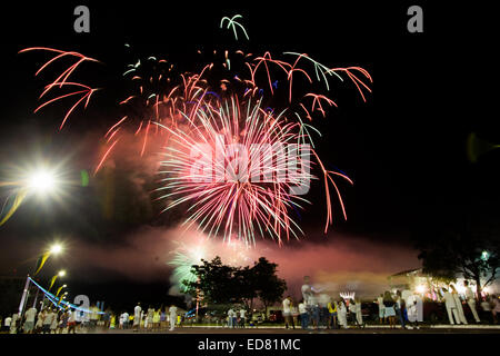 Brasilia, Brasilien. 1. Januar 2015. Feuerwerk erleuchten den Himmel über Platz der drei Gewalten in Brasilia, Hauptstadt von Brasilien, 1. Januar 2015. Bildnachweis: Xu Zijian/Xinhua/Alamy Live-Nachrichten Stockfoto