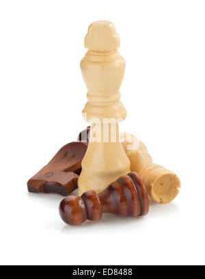 Schachfiguren isoliert auf weißem Hintergrund Stockfoto