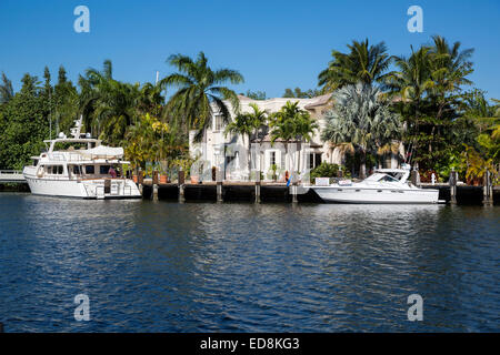 Ft. Lauderdale, Florida.  Marina Zulauf E. Las Olas Boulevard. Stockfoto