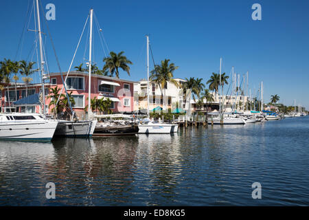 Ft. Lauderdale, Florida.  Marina Zulauf E. Las Olas Boulevard. Stockfoto