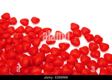 Valentinstag Zimt Herzen Hintergrund oder Rahmen in weiß Stockfoto