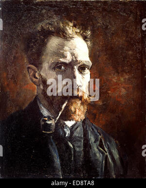 Vincent Van Gogh: Selbstbildnis mit Pfeife. 1886 Öl auf Leinwand. Van Gogh Museum, Amsterdam, Niederlande. Stockfoto