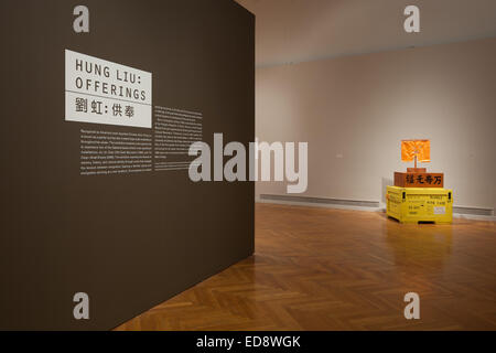 Chinesische Amerikanerin Hung Liu. Angebote-Ausstellung im Kunstmuseum Mills College. Stockfoto