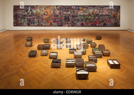 Chinesische Amerikanerin Hung Liu. Angebote-Ausstellung im Kunstmuseum Mills College. Stockfoto