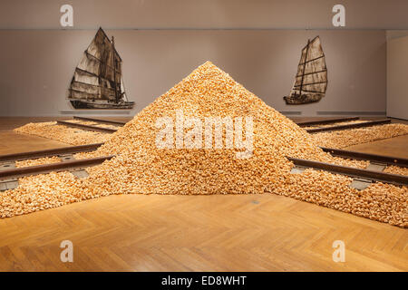 Chinesische Amerikanerin Hung Liu. Angebote-Ausstellung im Kunstmuseum Mills College. Stockfoto