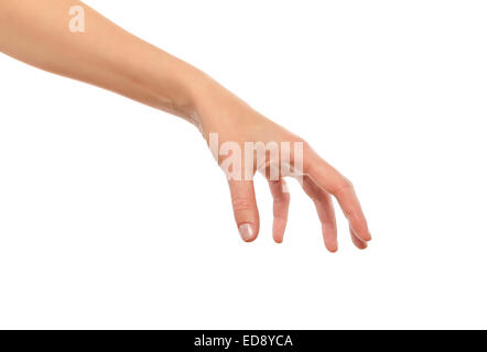 Gut geformte weibliche Hand Griff nach etwas. Stockfoto