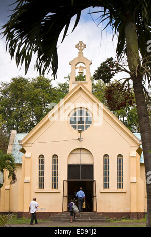 Mauritius, Chamarel, Anbeter Cachette Kirche betreten Stockfoto