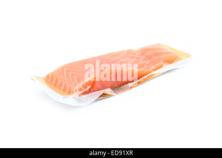 Fischfilets, verpackt. Isoliert auf weißem Hintergrund Stockfoto