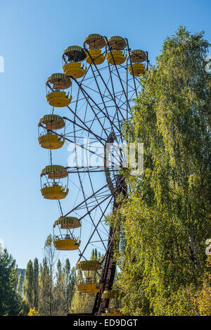 Riesenrad Kirmes im City Park of Pripyat verlassene Stadt, Sperrzone von Tschernobyl, Ukraine Stockfoto