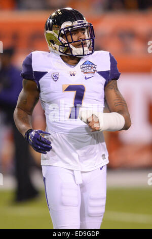 Tempe, Arizona, USA. 2. Januar 2015. Washington Huskies Linebacker Shaq Thompson (7) vor die Oklahoma State Cowboys die 2015 Kaktus Schüssel im Sun Devil Stadium. Bildnachweis: Cal Sport Media/Alamy Live-Nachrichten Stockfoto