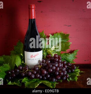 Australische Premium export Qualitätswein mit Flaschen von Penfolds spezielle Keller Reserveweine Stockfoto