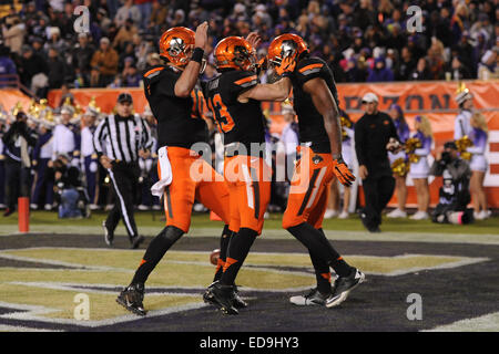 Tempe, Arizona, USA. 2. Januar 2015. ; Tempe, AZ, USA; Oklahoma State Cowboys Wide Receiver Brandon Sheperd (7) feiert einen Touchdown Haken gegen die Washington Huskies während der 2015 Kaktus Bowl im Sun Devil Stadium. Joe Camporeale/Cal-Sport-Medien. Bildnachweis: Cal Sport Media/Alamy Live-Nachrichten Stockfoto